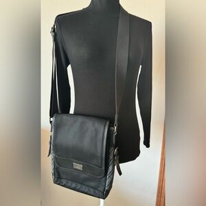 🔥 BLACK LABEL Crestbridge Nylon & Leather Crossbody Bag Messenger Bag Black